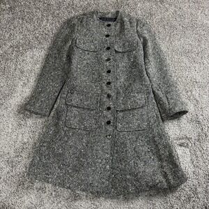 VTG Womens Tweed‎ Coat Small Gray Wardrobe Theater Costume Dark Academia Preppy